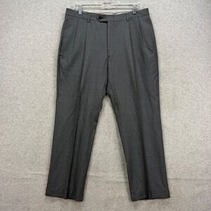 Tommy Hilfiger Dress Pants Men 34x29 Grey Houndstooth Pleated Cuffed Classic